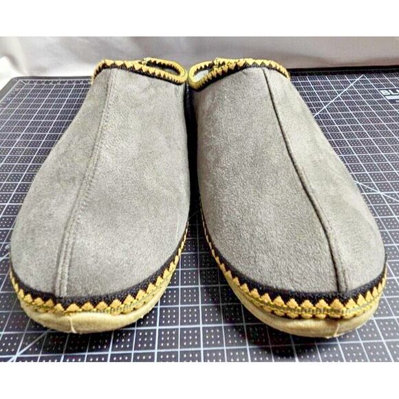 Deer‎ Stags Whereever men clog slipper faux suede knit trim grey11W - Picture 1 of 8